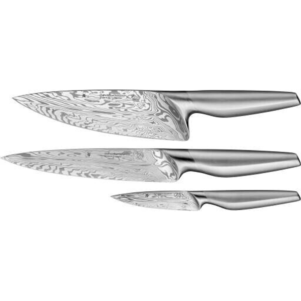 WMF Chef's Edition Damsteel Messer-Set 3-teilig - Hochwertige Küchenschneider für Profis und Hobbyköche WMF Chef's Edition Damsteel Messer-Set 3-teilig - Hochwertige Küchenschneider für Profis und Hobbyköche