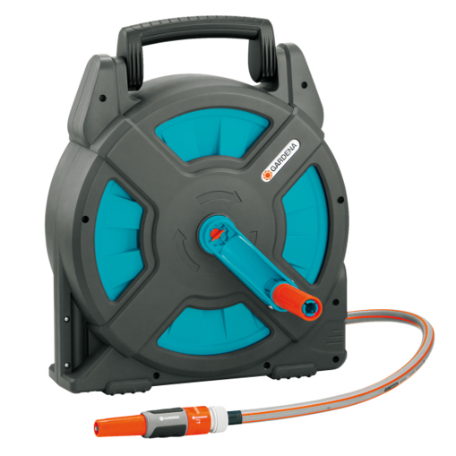 Schlauchaufroller Box Rolle - Blau, Grau und Orange Schlauchaufroller Box Rolle - Blau, Grau und Orange