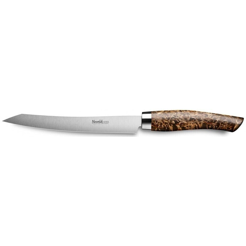 Nesmuk Soul Slicer - 16 cm Niobstahlmesser mit Griff aus Karelischer Maserbirke Nesmuk Soul Slicer - 16 cm Niobstahlmesser mit Griff aus Karelischer Maserbirke