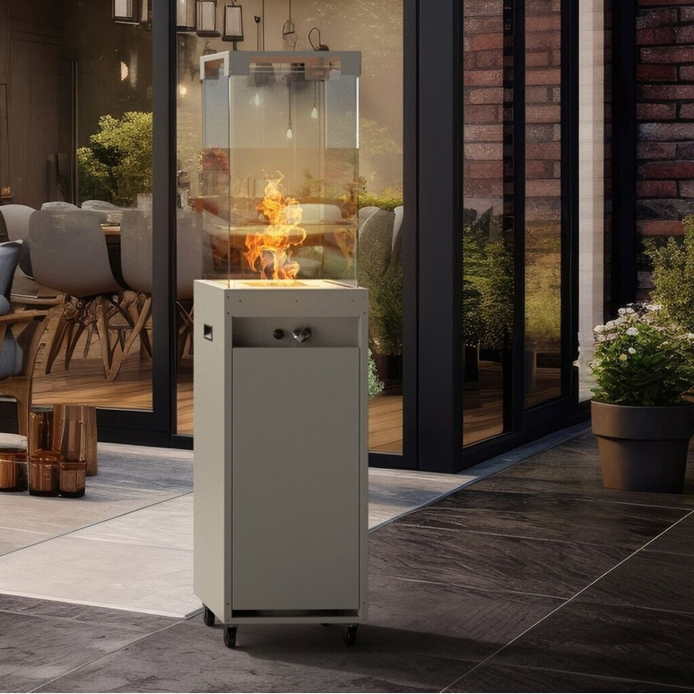 Planika Faro 8 kW Terrassenheizer in Schwarz mit Schutzhülle