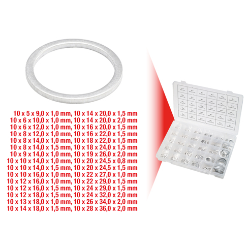 Alu-Dichtringe Sortiment M5-28 | 300-teilig | Hochwertige Dichtungsringe Alu-Dichtringe Sortiment M5-28 | 300-teilig | Hochwertige Dichtungsringe