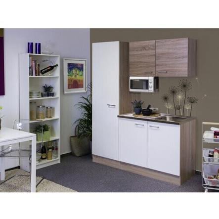 Flex-Well Singleküche Samoa 150 cm - Eiche Weiß - Kompaktküchen