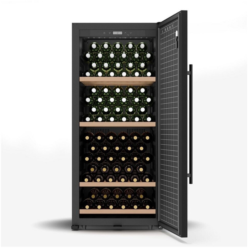 Klarstein CellarMax 155 - Eleganter Weinkühlschrank für 155 Flaschen, Schwarz