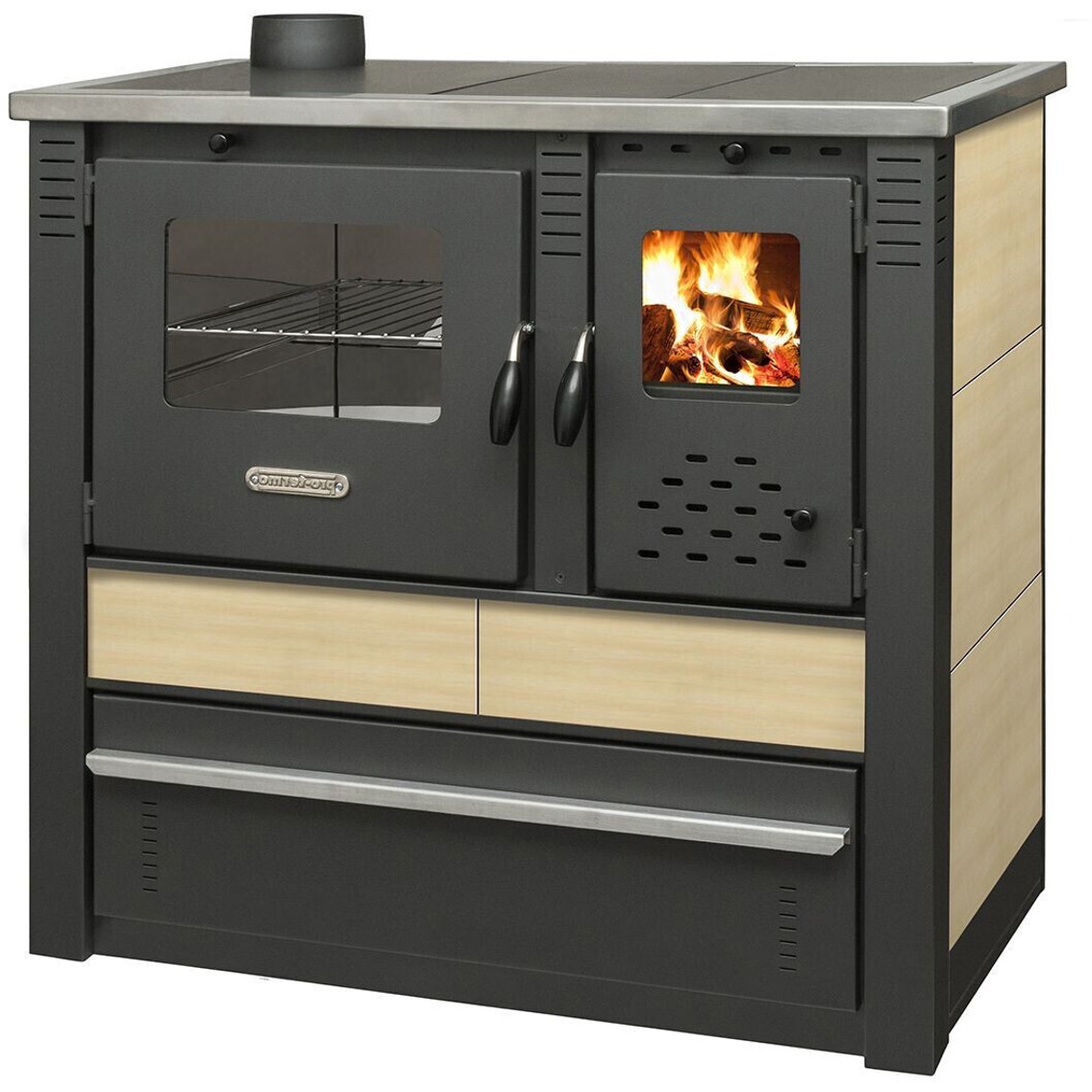 Pro Termo Doo Panonia Küchenofen mit Kacheln in Creme - Links