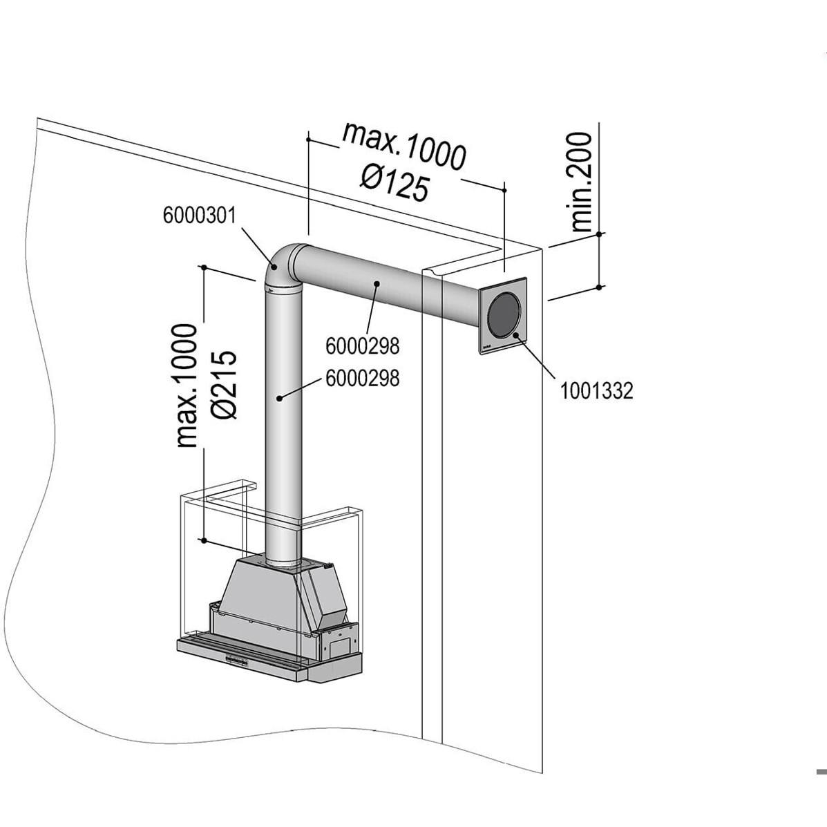 Berbel Abluft-Set I für Dunstabzugshauben | Rund 125 bT