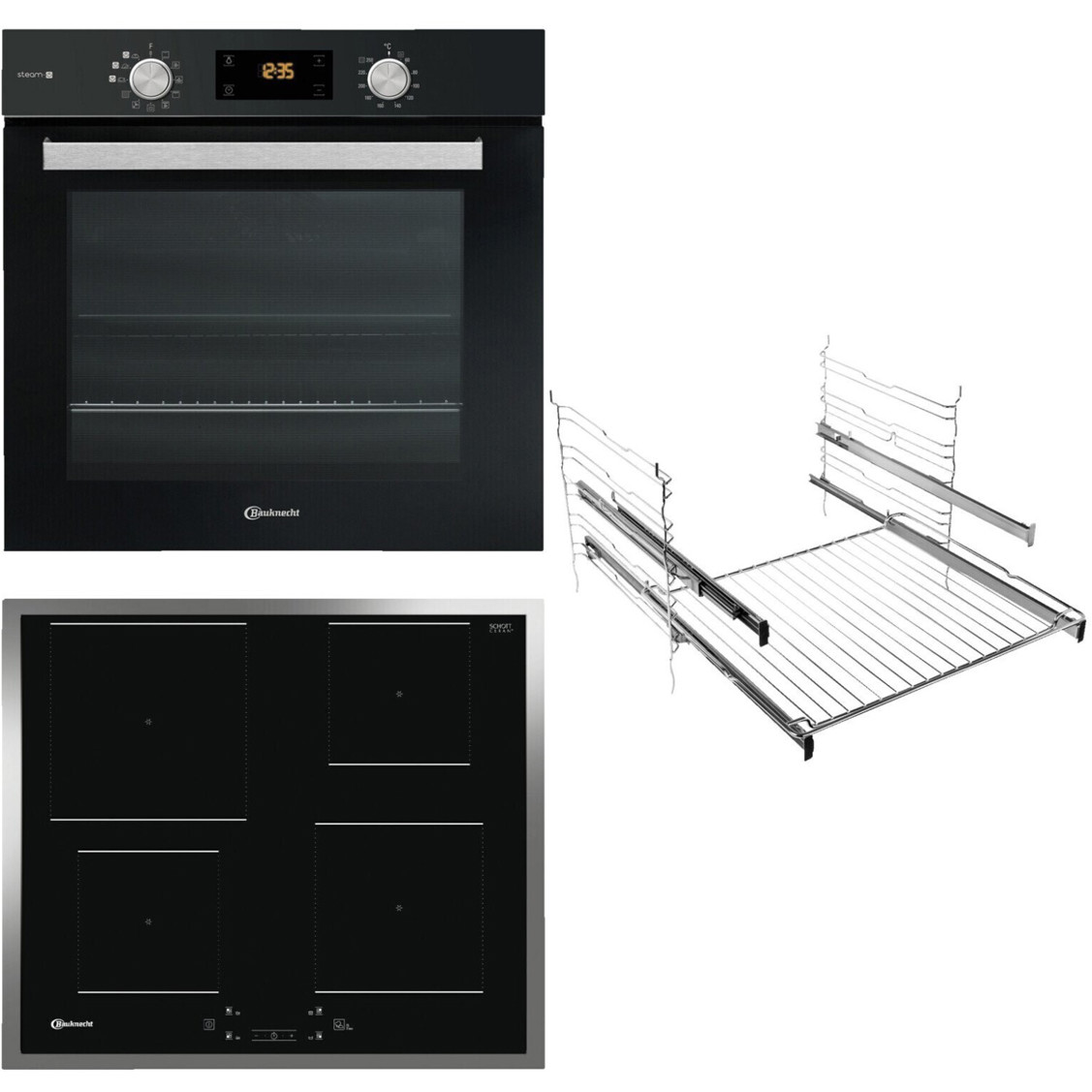 Bauknecht BAKO STEAM PYRO Backofen Set - BQ 2760S FT + BAK5S KP8V2 BLG + Teleskop-Auszug