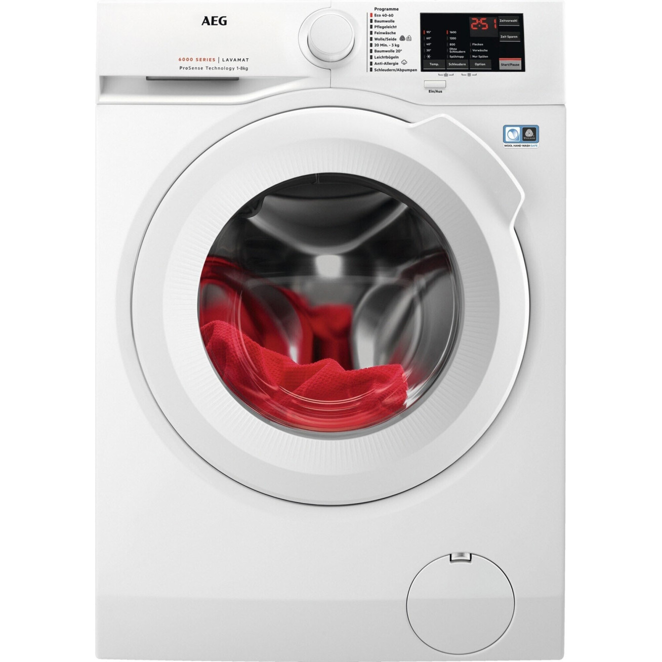 AEG L6FBA51680 Waschmaschine - Energieeffizienz A+++, 8 kg, 1600 U/min, ProSense Technologie