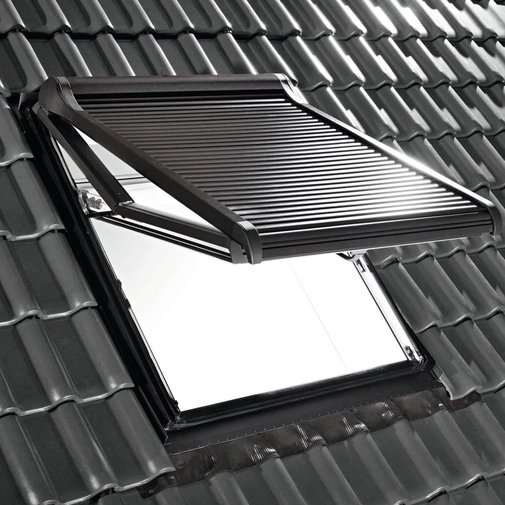 Elektrischer Hitzeschutz-Rollladen Roto ZRO E 43/73 - Anthrazit-Metallic (54x78 cm)