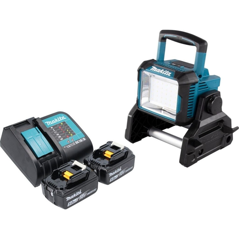 Makita Akku Baustrahler 14,4 / 18 V | 3000 lm LED | 2x 5,0 Ah Akkus + Ladegerät