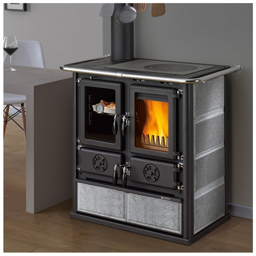 La Nordica Rosetta Sinistra 5.0 - Küchenofen 7,9 kW mit Naturstein und Stahl