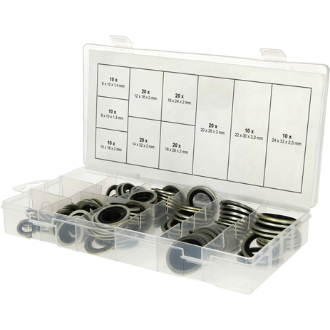 Verbund-Dichtringe Sortiment - Ø 6-24mm - 150 Teile Verbund-Dichtringe Sortiment - Ø 6-24mm - 150 Teile