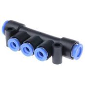 Ventilverteiler mit 1 x Einsteckmontage 8 mm und 3 x Einsteckmontage 6 mm aus PBT Ventilverteiler mit 1 x Einsteckmontage 8 mm und 3 x Einsteckmontage 6 mm aus PBT
