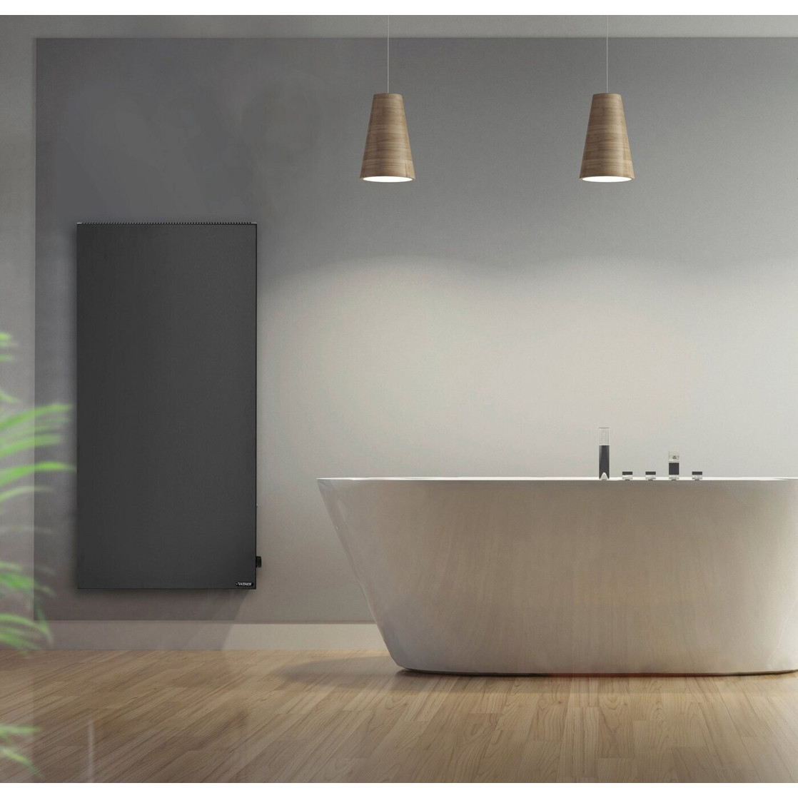 VASNER Elektroheizung Konvi VE 1200W - Schwarz, 60x140x4cm, Unten-Rechts