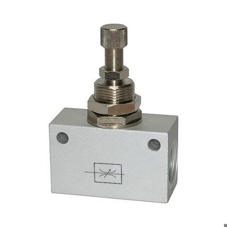 Blockform Drosselventil aus eloxiertem Aluminium - G 1/4 - PN max. 10 bar Blockform Drosselventil aus eloxiertem Aluminium - G 1/4 - PN max. 10 bar