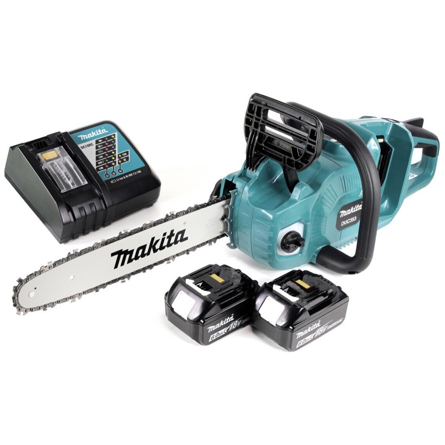 Makita DUC353 RG2 - Kettensäge mit 2 x 6 Ah Akkus & Ladegerät