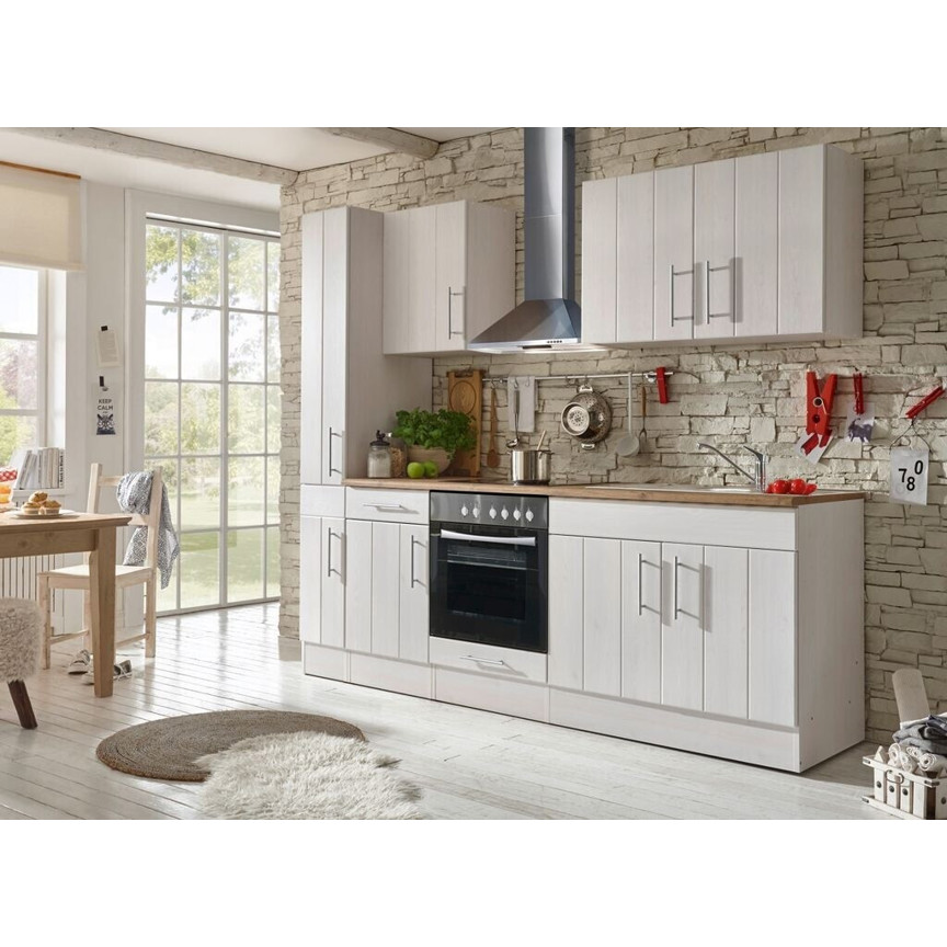 Respekta Anton Kompaktküche Lärche Weiß 240 cm