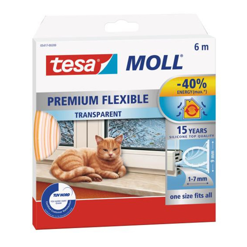 Tesa TESAMOLL Premium Flexible Dichtband - Transparent, 9mm x 6m - Silikondichtung Tesa TESAMOLL Premium Flexible Dichtband - Transparent, 9mm x 6m - Silikondichtung