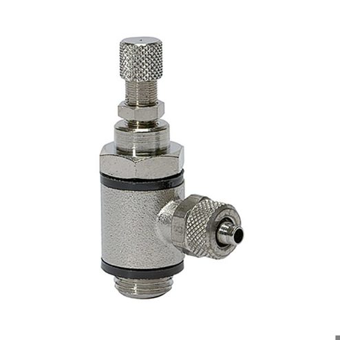 Drosselventil - Beidseitige Drosselung mit Schnellverschluss M5 - Schlauchanschluss 6/4 Drosselventil - Beidseitige Drosselung mit Schnellverschluss M5 - Schlauchanschluss 6/4
