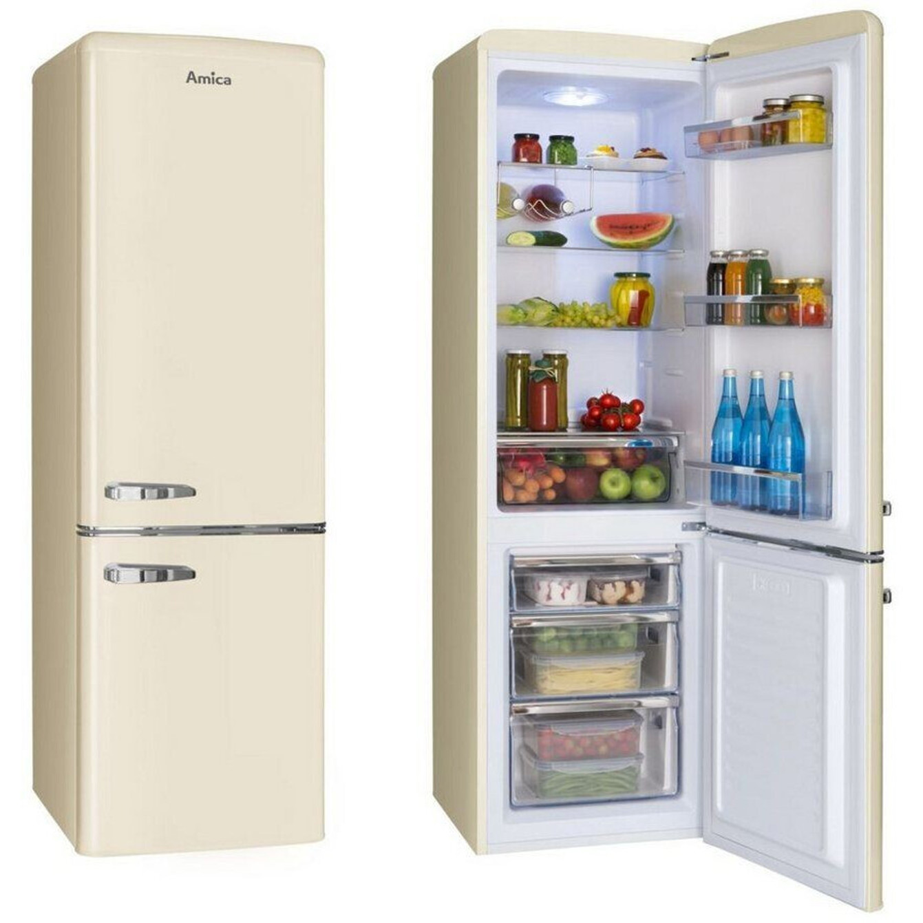Amica KGCR 387 102 Kühlschrank - Beige, Energieeffizienzklasse A+ Amica KGCR 387 102 Kühlschrank - Beige, Energieeffizienzklasse A+