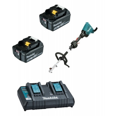 Makita DUX60PT2 Gartenpflegeset - 2 x 5 Ah Akkus & 2-fach Ladegerät