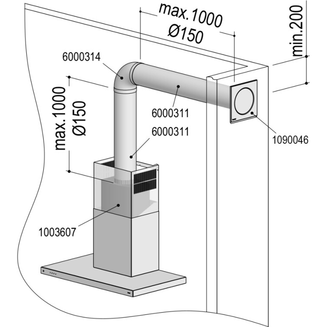 Berbel ECO I Rund 150 bT Abluft-Set - Dunstabzugshauben-Zubehör