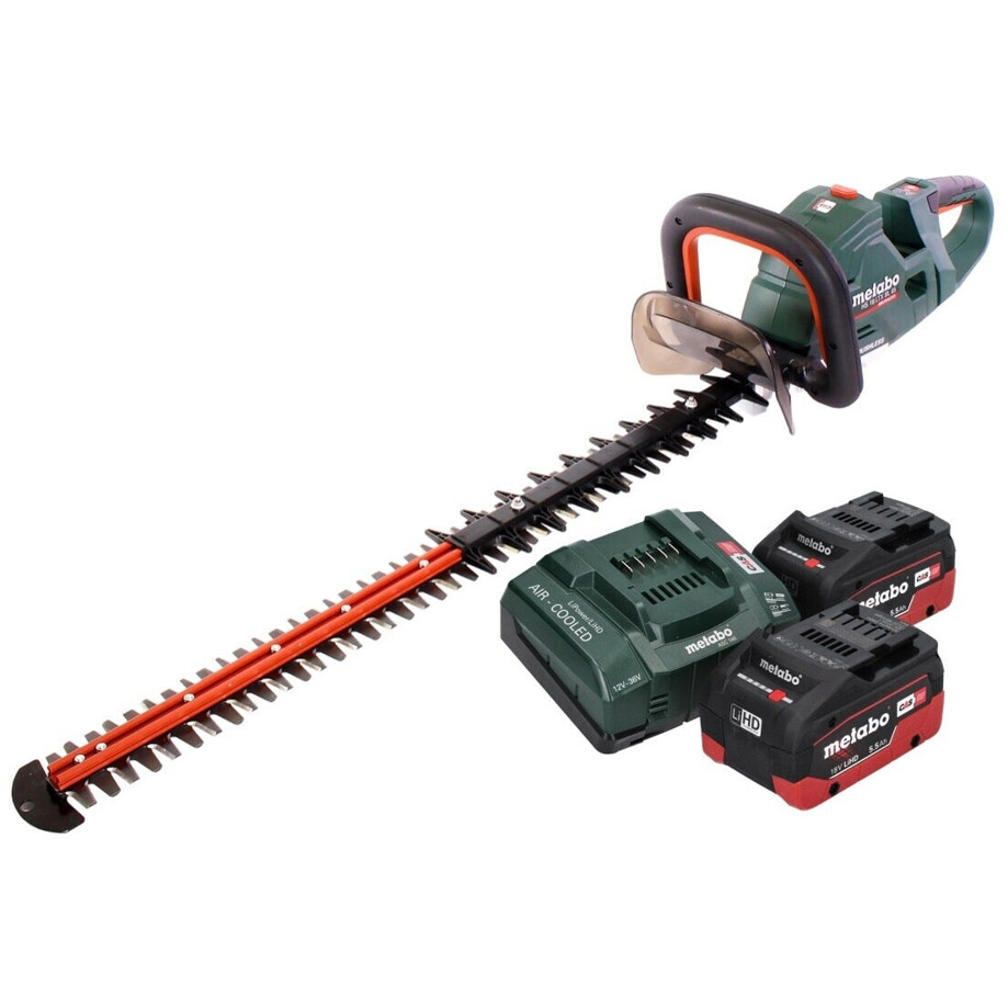 Metabo HS 18 LTX BL 75 Brushless Heckenschneider mit 2x 5,5Ah Batterien und Ladegerät Metabo HS 18 LTX BL 75 Brushless Heckenschneider mit 2x 5,5Ah Batterien und Ladegerät