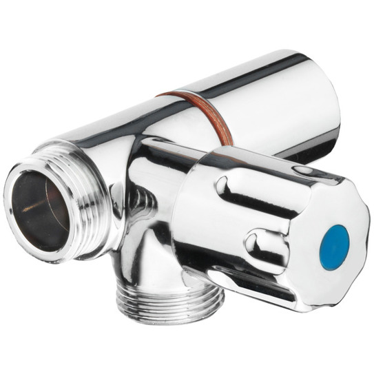 Rückflussverhinderer 3/4" mit Maschinen-Batterieventil - Verchromt, Griff rechts Rückflussverhinderer 3/4" mit Maschinen-Batterieventil - Verchromt, Griff rechts
