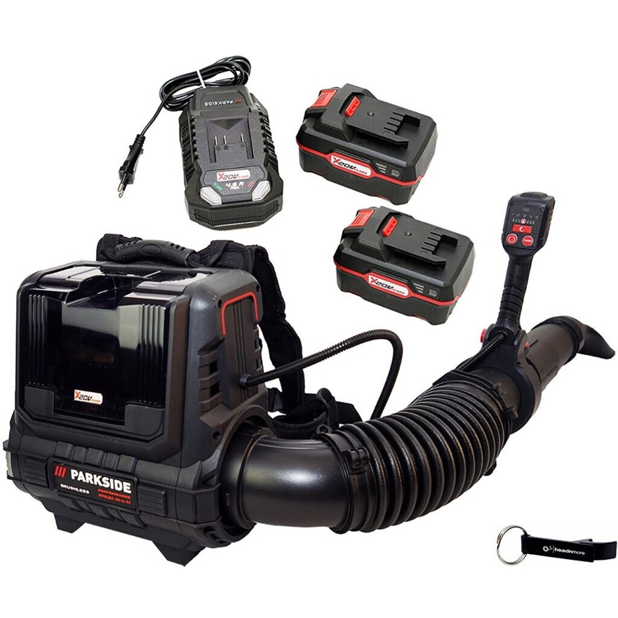 Parkside Laubsauger PPRLBA 40 inkl. 2x 4Ah Akkus & HEADNMORE Schlüsselanhänger