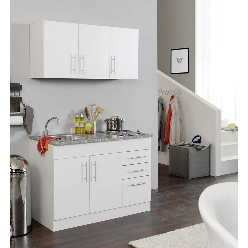 Held Möbel Miniküche Toronto 120 cm - Weiß Matt, Zerlegt, mit Geräten