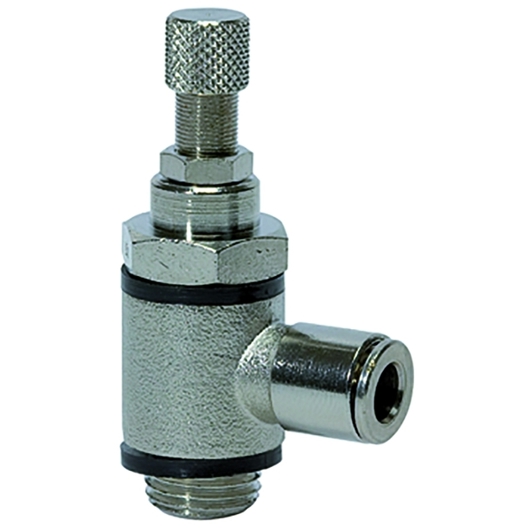 Drosselventil mit beidseitiger Drosselung (Typ »B«) - G1/4 Steckverbindung, Schlauch 10mm Drosselventil mit beidseitiger Drosselung (Typ »B«) - G1/4 Steckverbindung, Schlauch 10mm