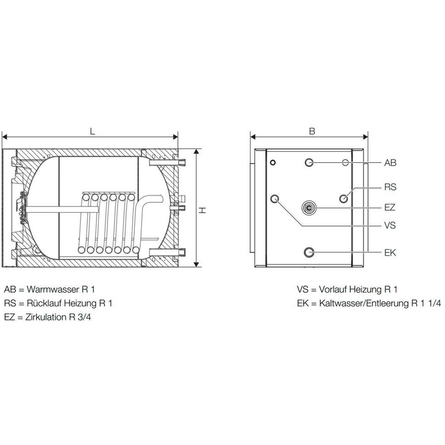 Buderus Logalux L160.3 RS-B - Liegender Pufferspeicher