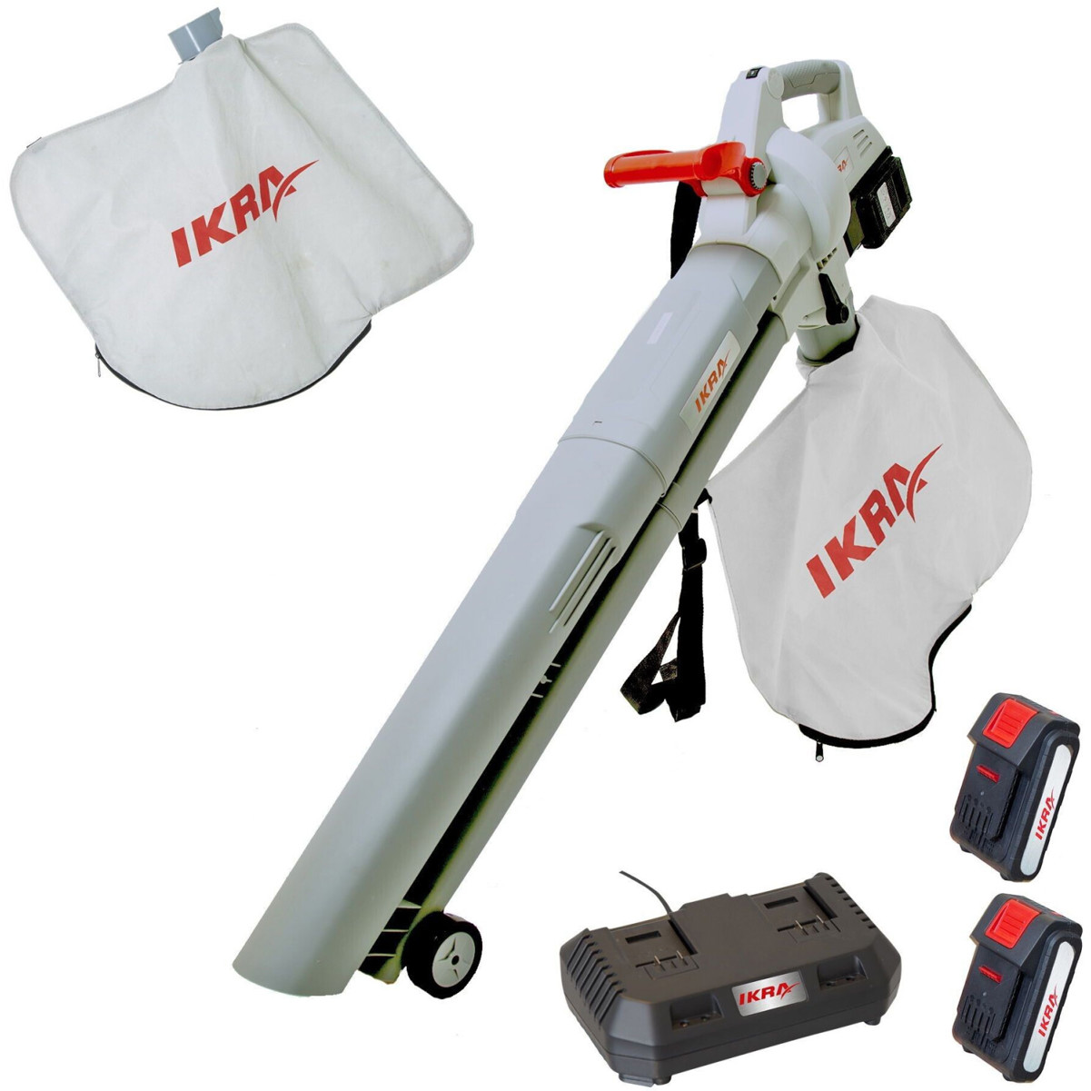 Ikra 3-in-1 Akku Laubbläser, Laubsauger und Häcksler ICBV 2/20 mit 2. Fangsack Ikra 3-in-1 Akku Laubbläser, Laubsauger und Häcksler ICBV 2/20 mit 2. Fangsack
