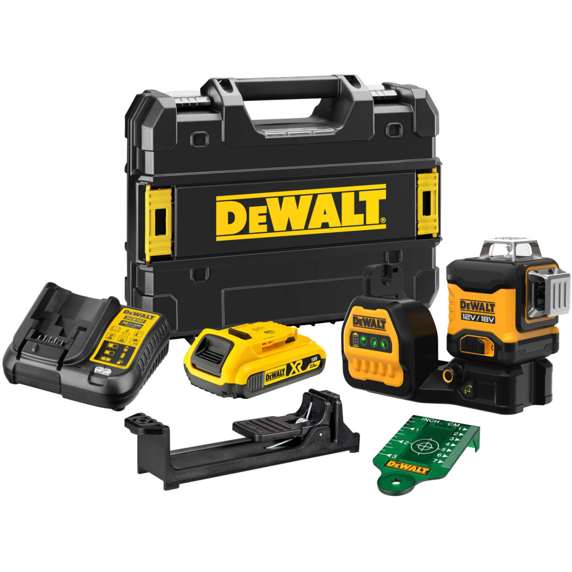 DeWalt 3D 360° Multilinien Laser Grün 18V - Hochpräziser Baulaser (DCE089D1G18-QW)