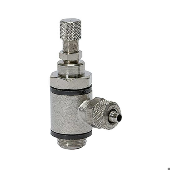 Drosselventil für beidseitige Drosselung mit Schnellverschluss G 1/8 – Schlauch 8/6 Drosselventil für beidseitige Drosselung mit Schnellverschluss G 1/8 – Schlauch 8/6