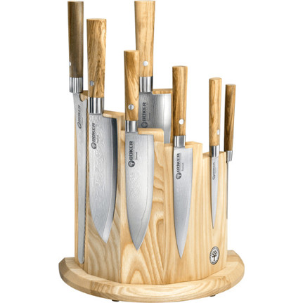 Böker Damast Messerblock aus Olivenholz - 8-teiliges Set Böker Damast Messerblock aus Olivenholz - 8-teiliges Set