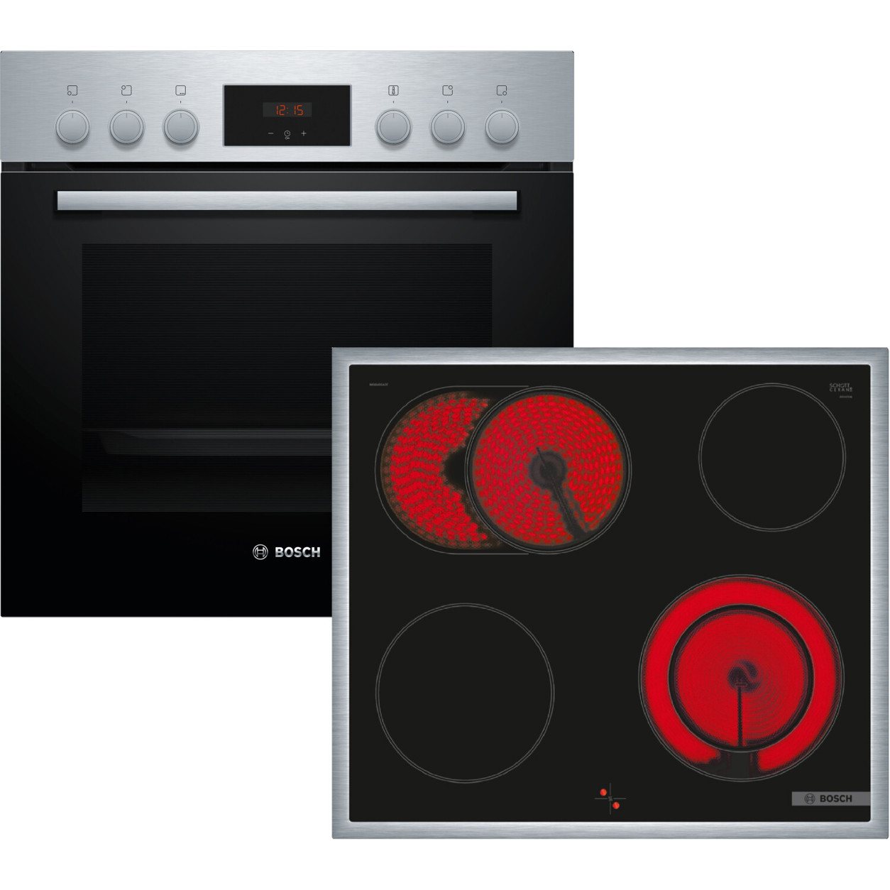 Bosch MKH22SK0 Herdset mit HEF113BS1 Backofen, HEZ438201 Dampfgarer und NKN64RGA2E Kochfeld