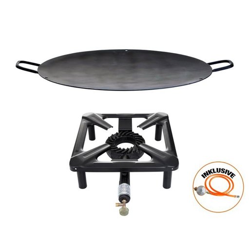 Kompaktes Hockerkocher-Set mit Eisen-Wok und Grillschale Ø 50 cm – Gasschlauch und Regler inklusive Kompaktes Hockerkocher-Set mit Eisen-Wok und Grillschale Ø 50 cm – Gasschlauch und Regler inklusive