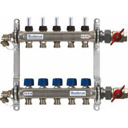 Buderus Logafix Edelstahl Verteiler 11HK mit DFM 0-5l/min für 11 Kreise - Heizungszubehör
