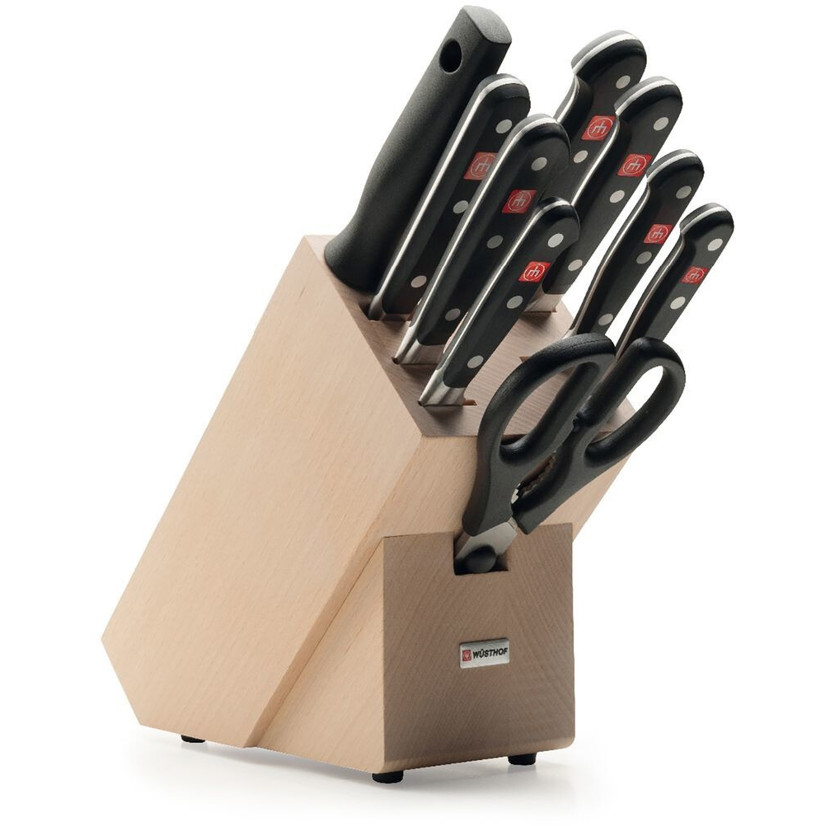 Wüsthof Classic 9-teiliges Messerblock-Set aus natürlicher Buche Wüsthof Classic 9-teiliges Messerblock-Set aus natürlicher Buche