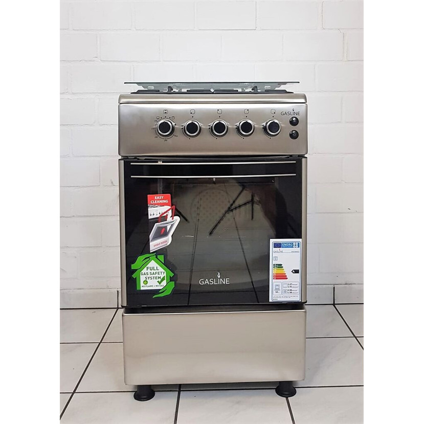 Gasline SHGG5060AZU - Kompakter Gasherd mit 4 Brennstellen und Backofen Gasline SHGG5060AZU - Kompakter Gasherd mit 4 Brennstellen und Backofen