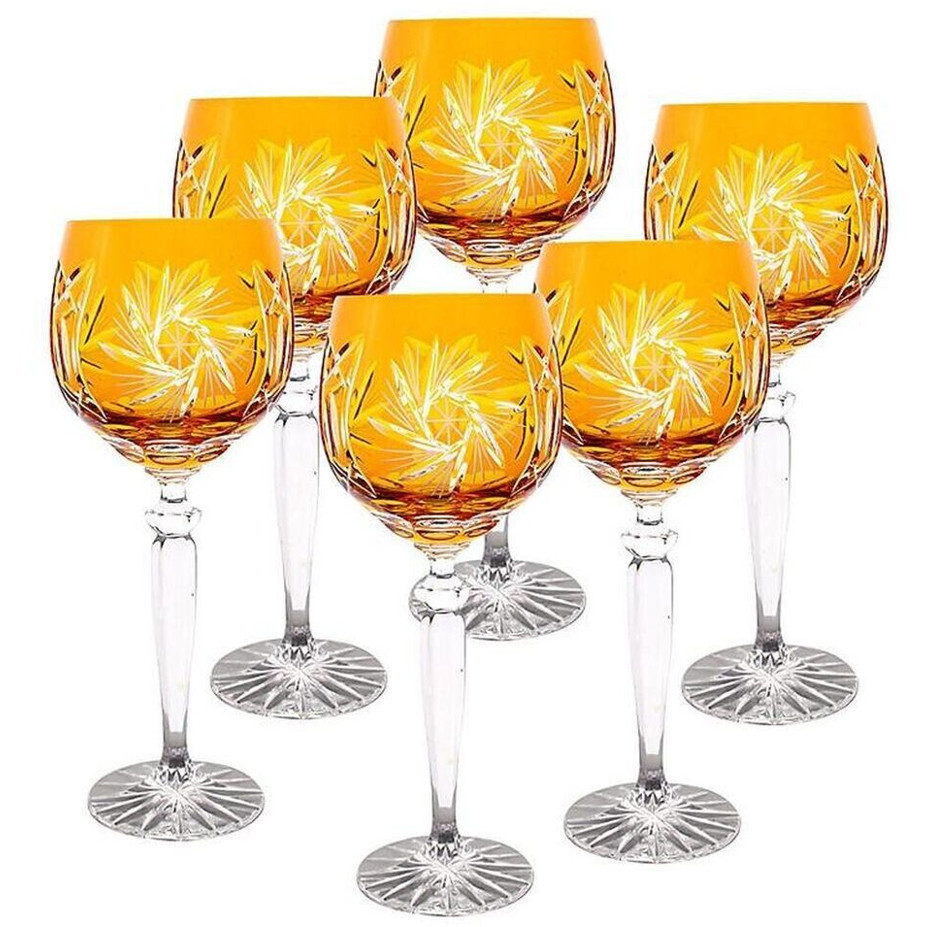 Cristalica Weinglas Set - 6 stylische gelbe Schleuderstern Gläser (300ml) Cristalica Weinglas Set - 6 stylische gelbe Schleuderstern Gläser (300ml)