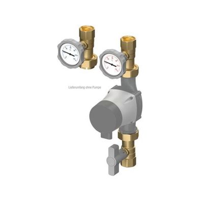 Rückflussverhinderer Set C+R 1" mit Thermometer - Pumpen-Absperr- & Rücklaufset Rückflussverhinderer Set C+R 1" mit Thermometer - Pumpen-Absperr- & Rücklaufset