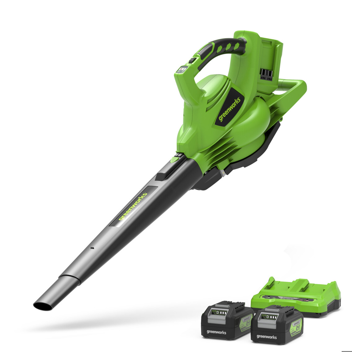 Greenworks GD24X2BVK4X Laubsauger mit 2 Akkus (4 Ah) und Ladegerät
