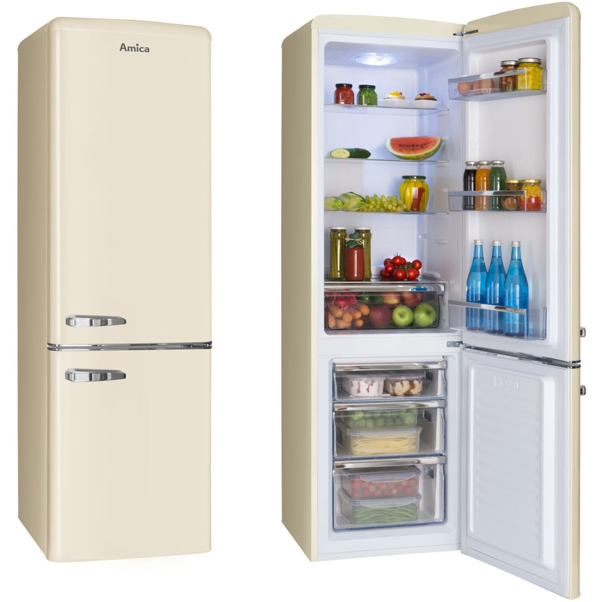 Amica KGCR 387 101 Beige - Energieeffizienter Kühlschrank mit Modernem Design Amica KGCR 387 101 Beige - Energieeffizienter Kühlschrank mit Modernem Design