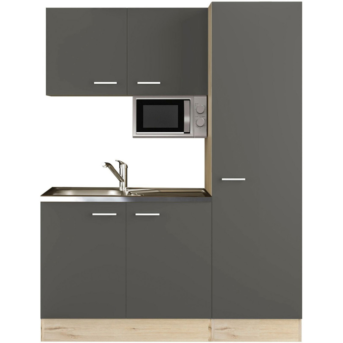 Flex-Well Morena Kompaktküche mit E-Geräten, 150 cm, Grau