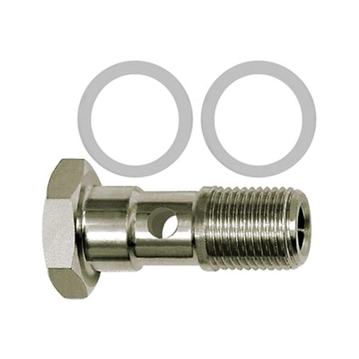 Hohlschraube mit PTFE-Dichtring - Einfach - G 3/8 - Edelstahl 1.4404