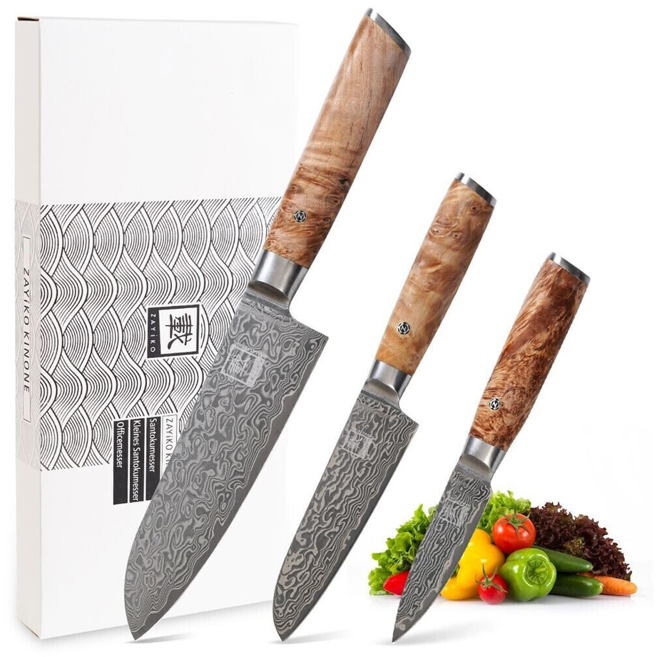 Zayiko Damaszener Messer-Set 3-teilig – Hochwertige Küchenmesser für Profis und Hobbyköche Zayiko Damaszener Messer-Set 3-teilig – Hochwertige Küchenmesser für Profis und Hobbyköche